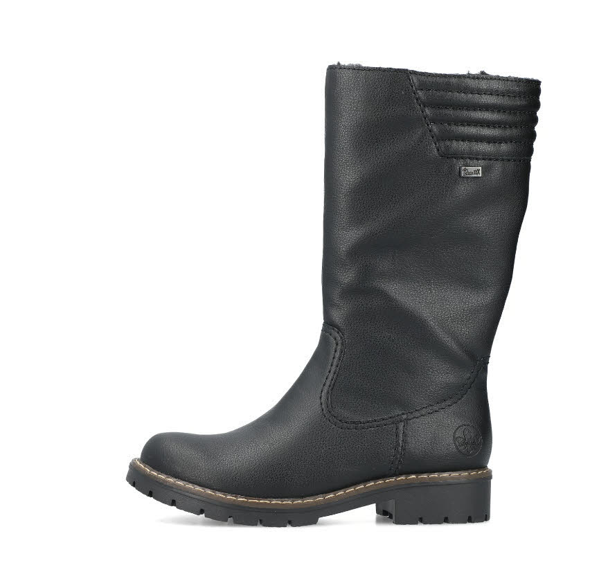 Rieker Damen Stiefel Hochschaftstiefel Slipper gefüttert schwarz
