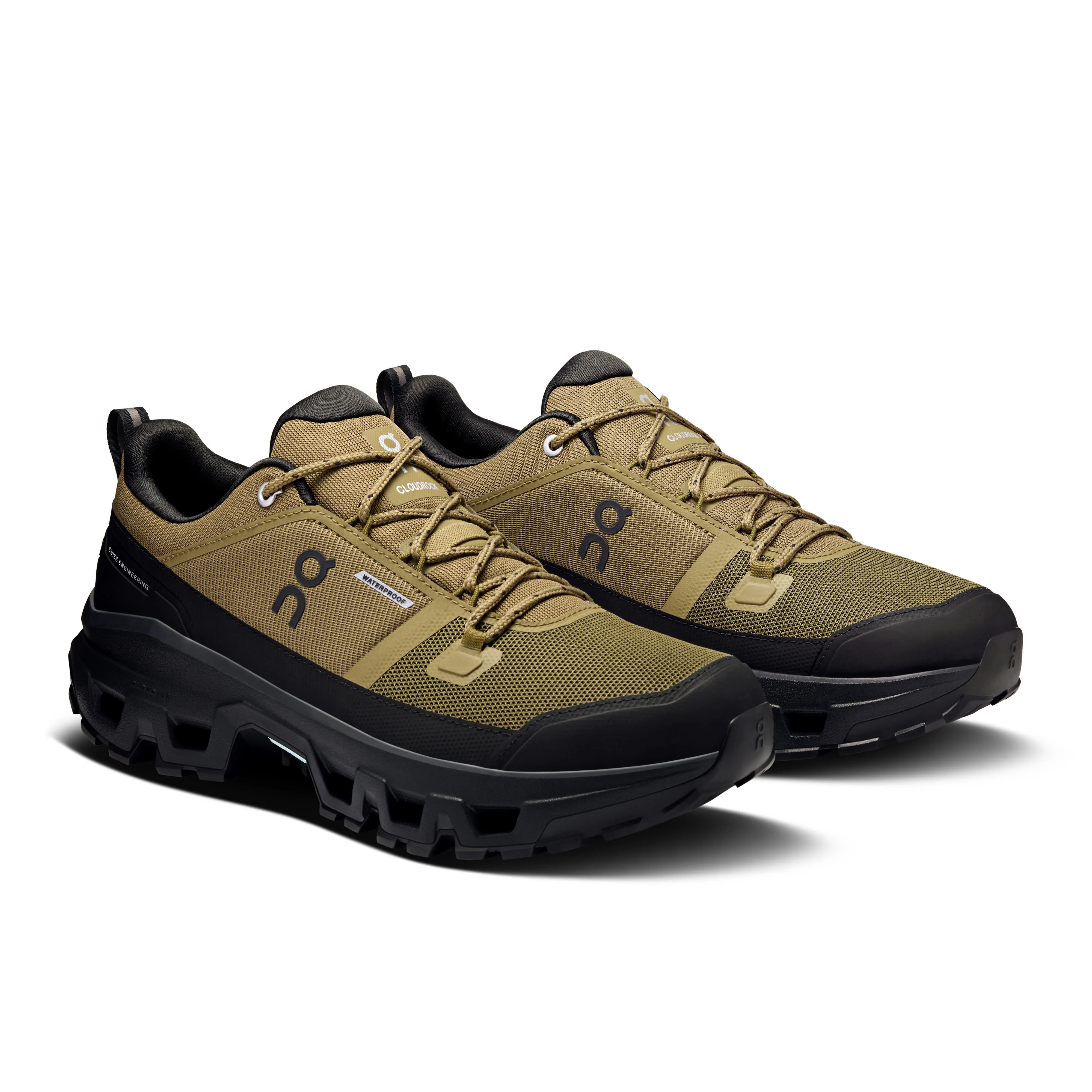 ON Cloudrock Low WP Trekkingschuhe Wanderschuhe Herren schwarz hellbraun