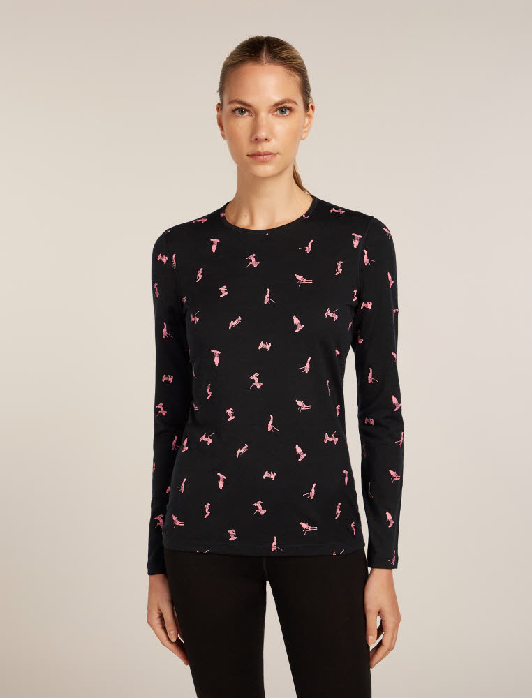 Icebreaker Merino 200 Oasis Unterhemd Damen schwarz/pink