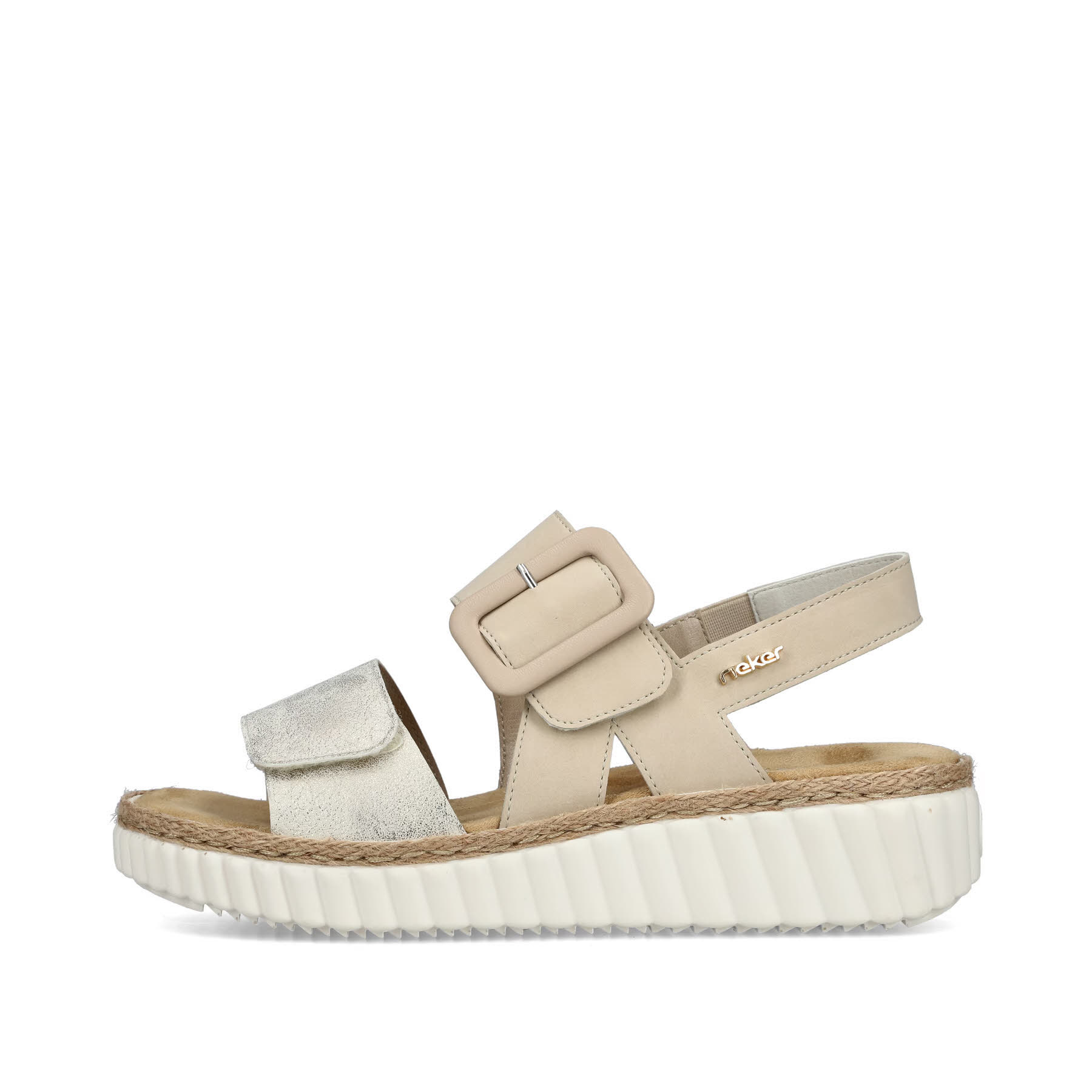 Rieker Damen Sandalen Keilsandaletten Modeschuhe Sommerschuhe hellbeige