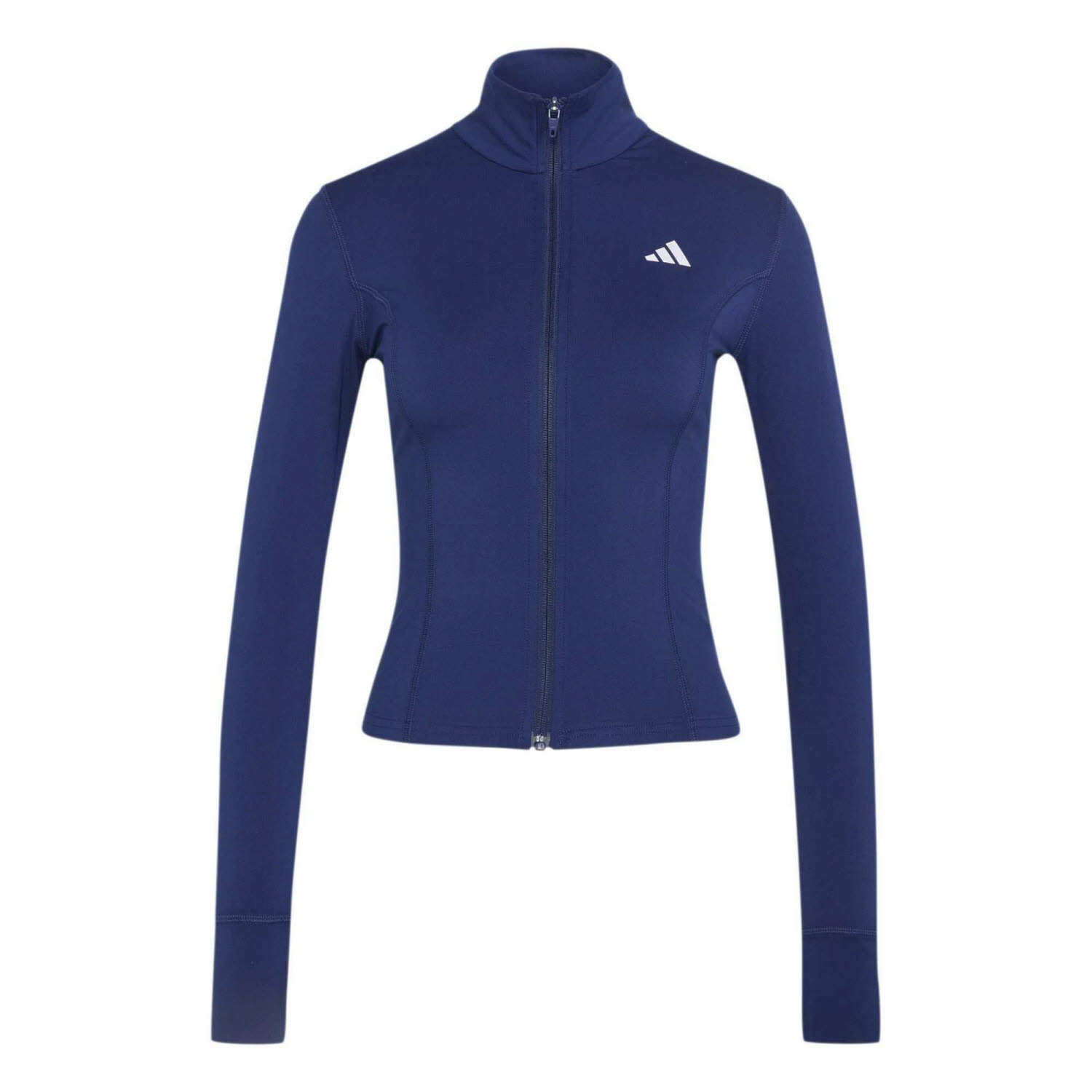 adidas 3-Stripes Studio Zip Through Damen Trainingsjacke Polyesterjacke blau