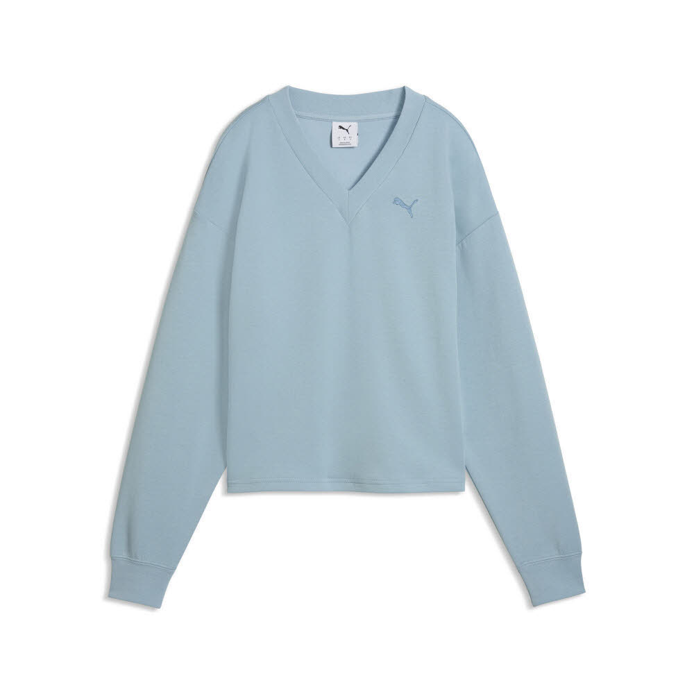 Puma ESS ELEVATED Comfort V-neck Damen Sweatshirt seafoam