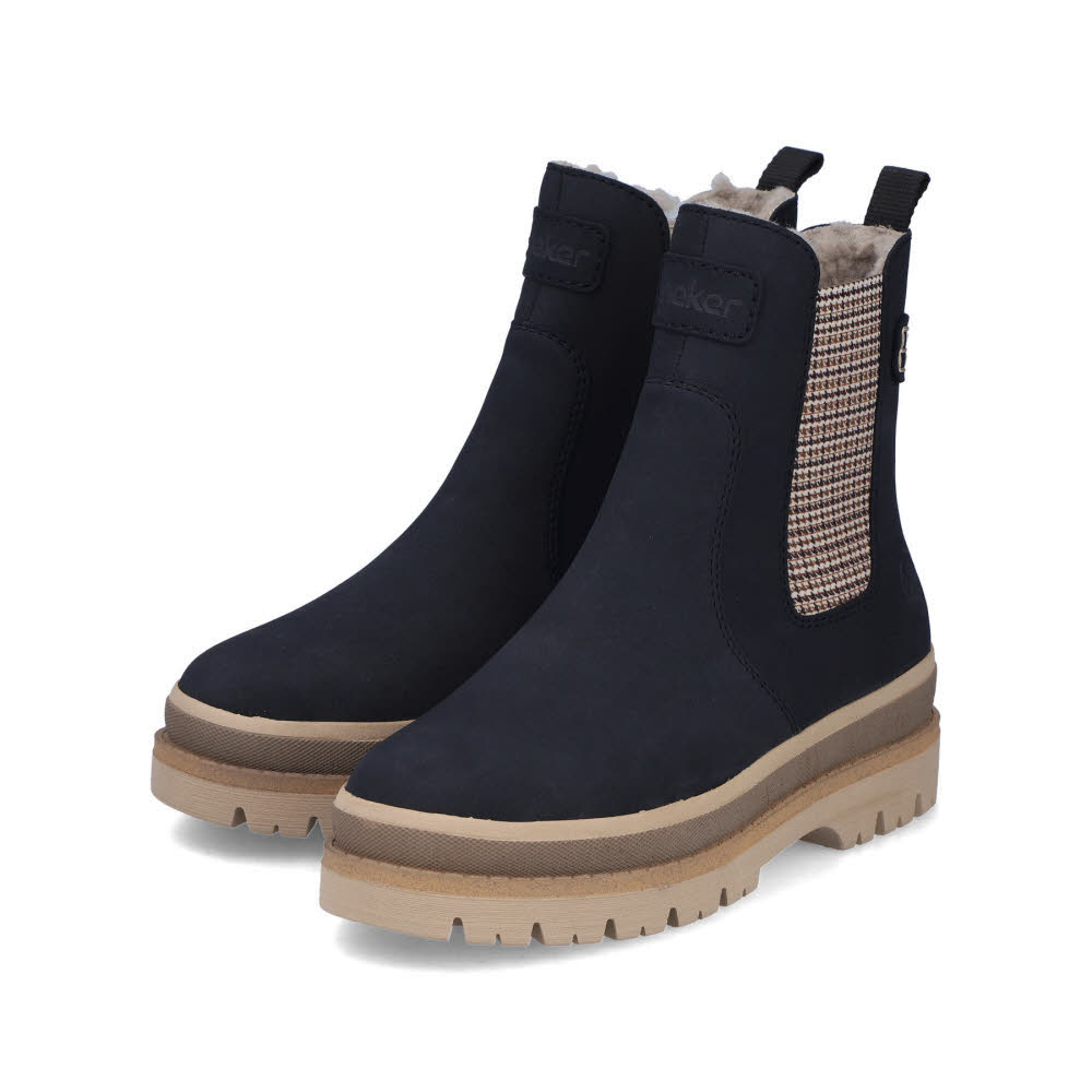 Rieker Chlsea Boots Damen Stiefeletten Kurzstiefel gefüttert pazifik