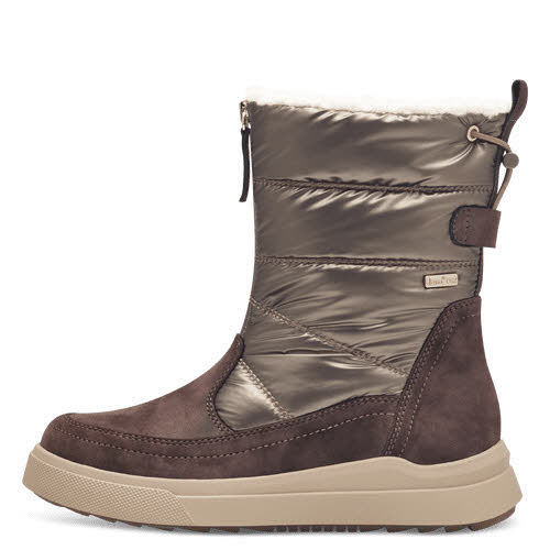 Jana Damen Boots Winterstiefel Slipper gefüttert braun gold