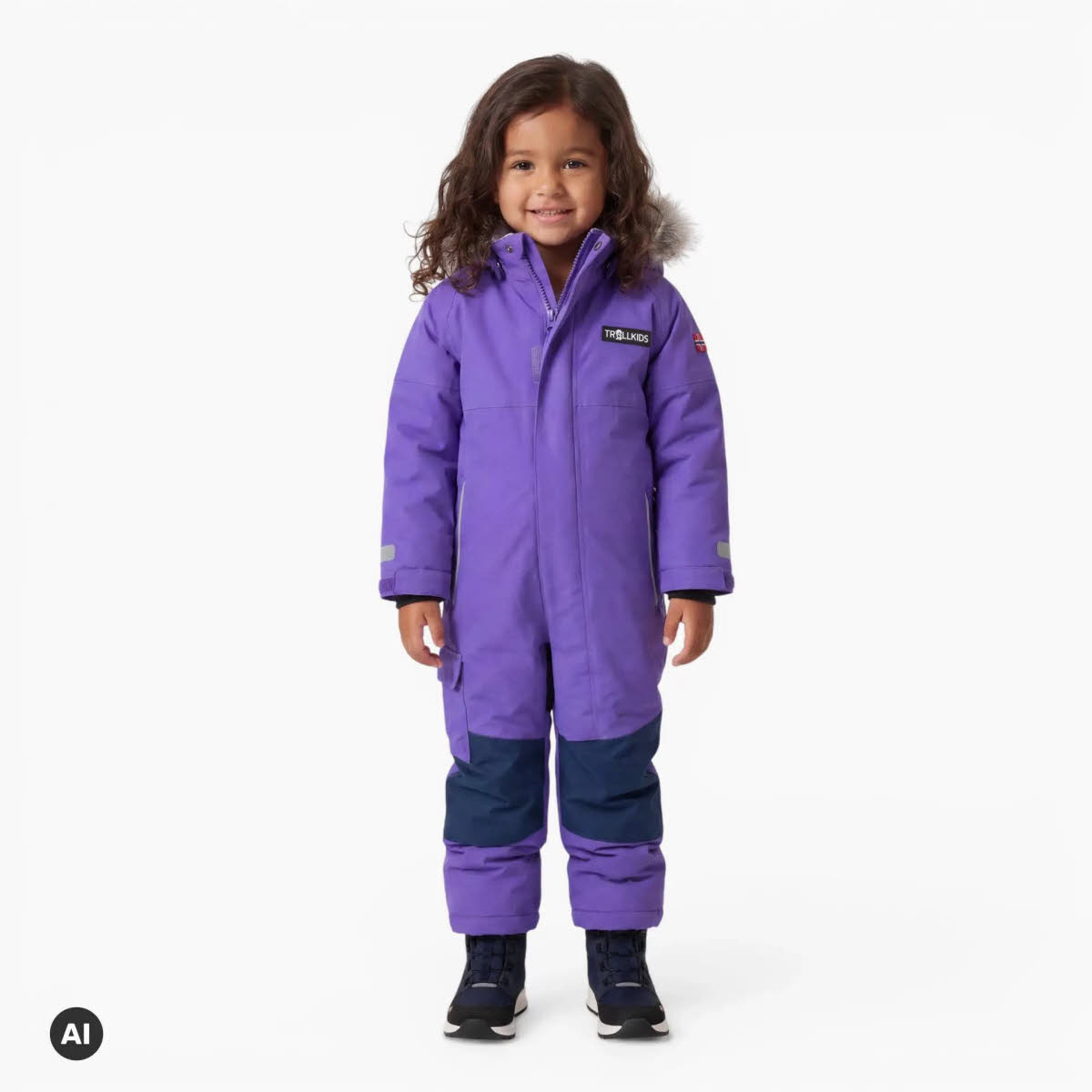 Trollkids Kids Kirkenes Snowsuit Mädchen Kinder Overall Schneeanzug mit Kapuze lila