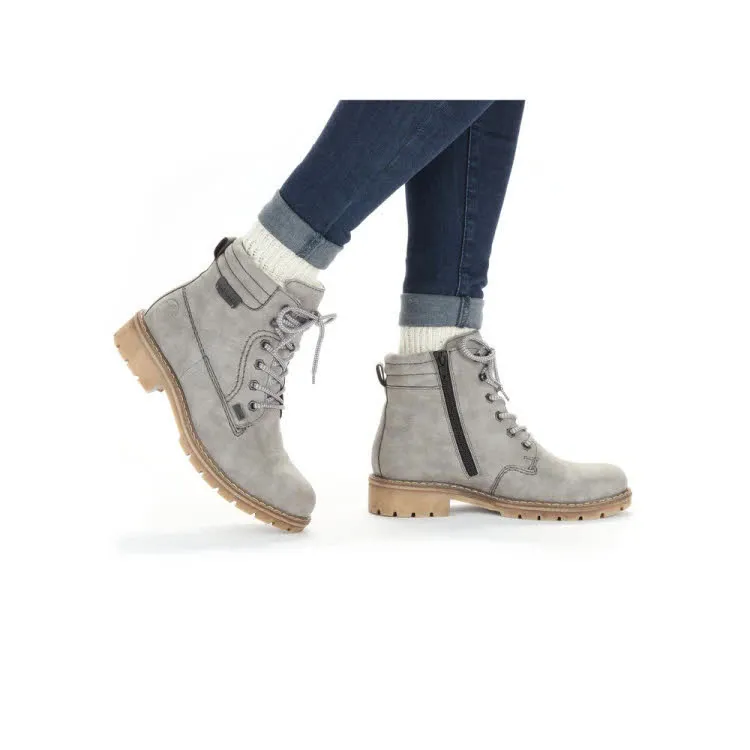 Rieker HWK Stiefel Damen Schnürstiefel Stiefelette grau