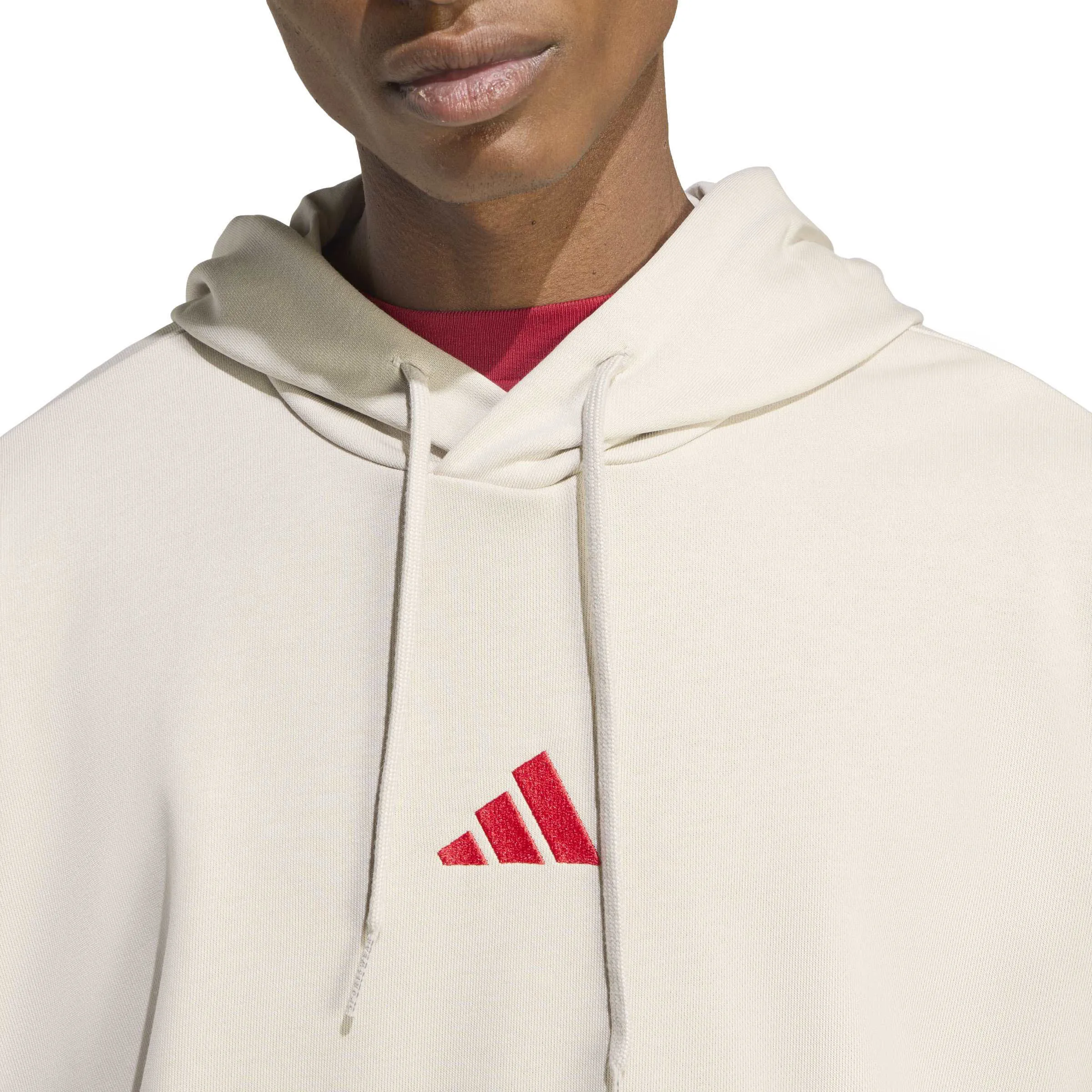 Adidas Essentials 3-Streifen Hoodie Herren weiß/rot