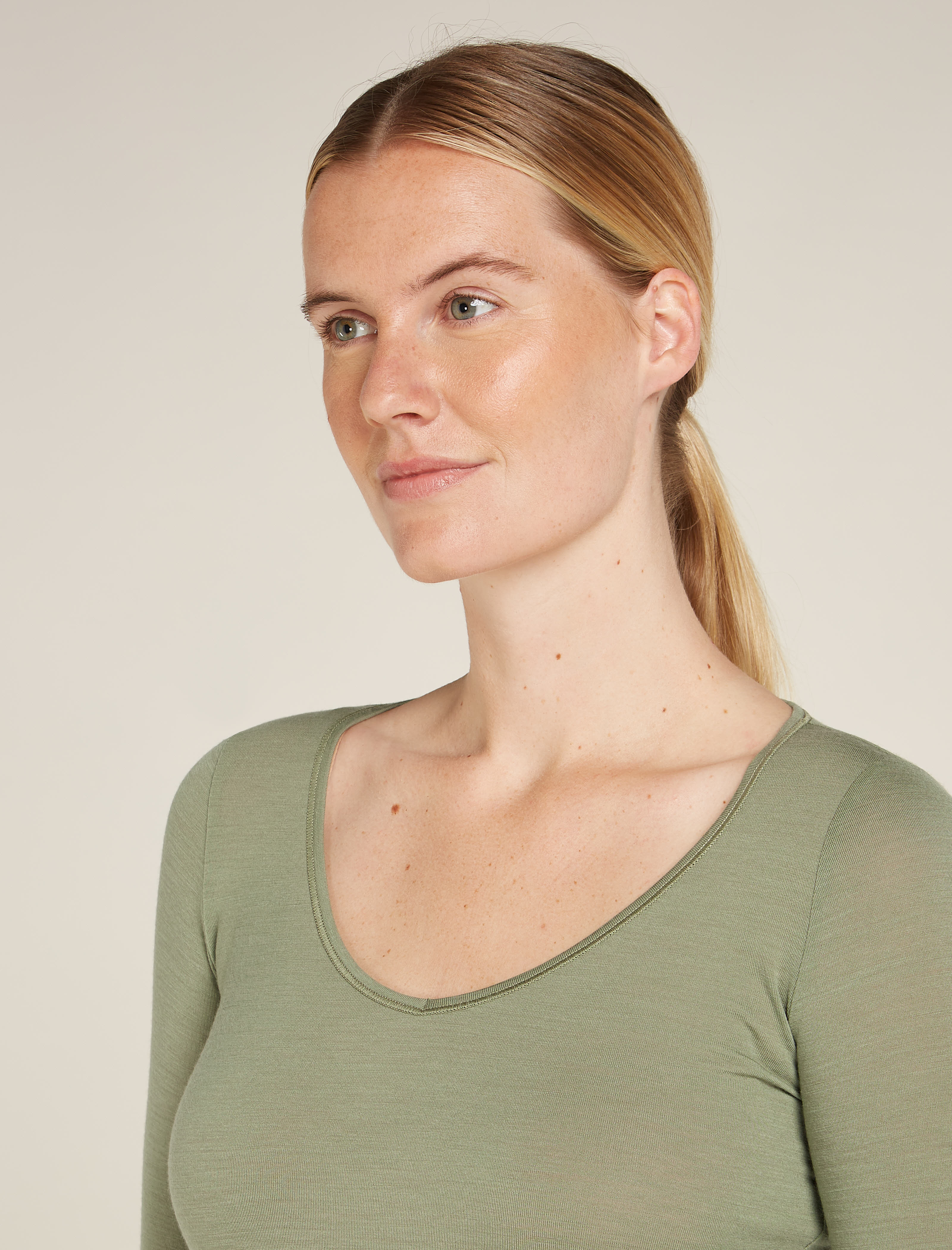Icebreaker Siren LS Sweetheart Damen Langarmshirt grün