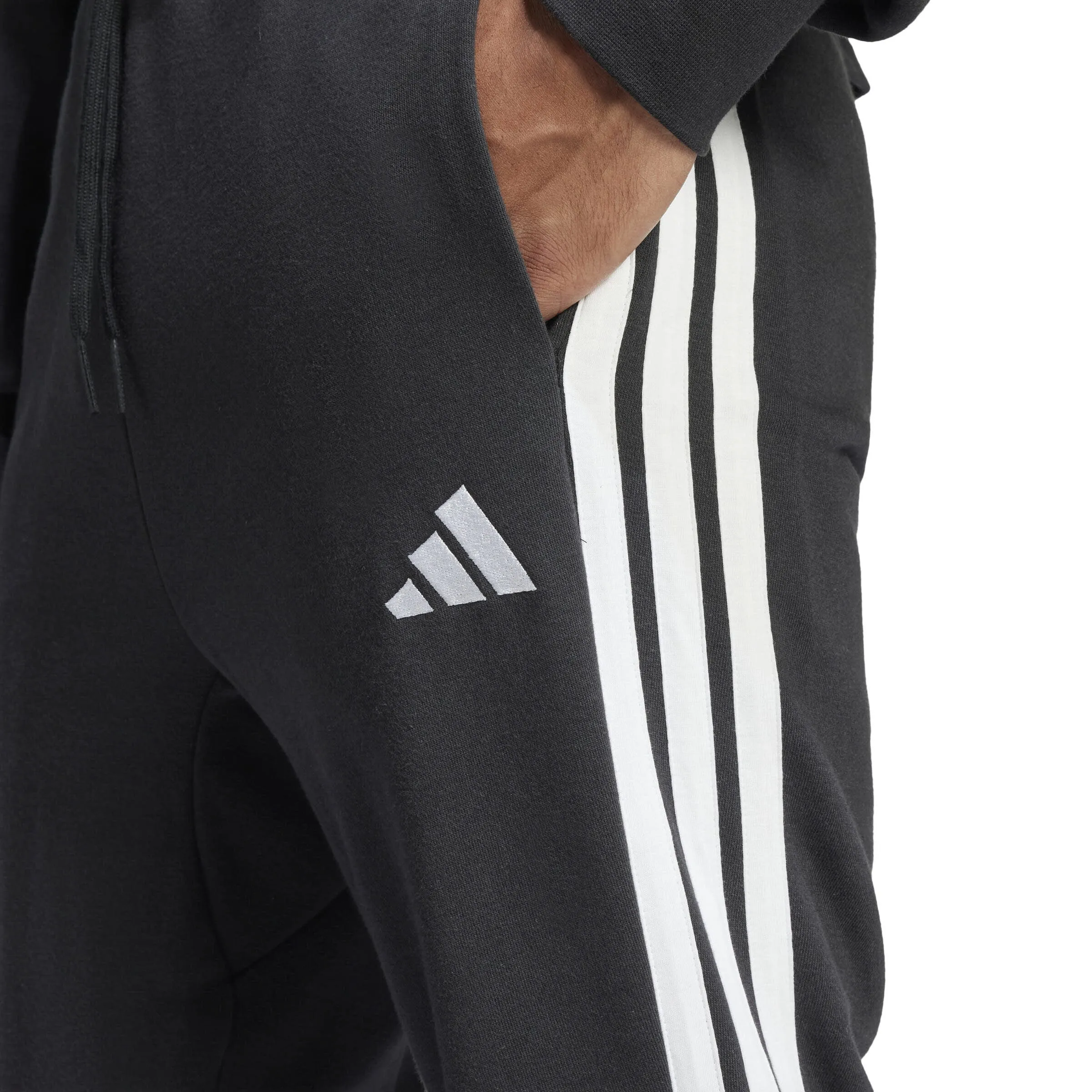 adidas Essentials 3-Streifen French Terry Hose Jogginghose Herren schwarz