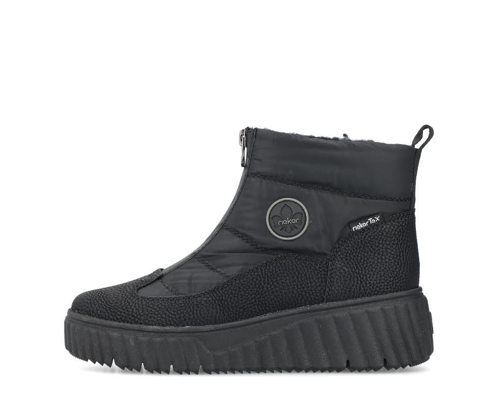 Rieker Damen Stiefelette Slipper gefüttert Kurzstiefel asphaltschwarz