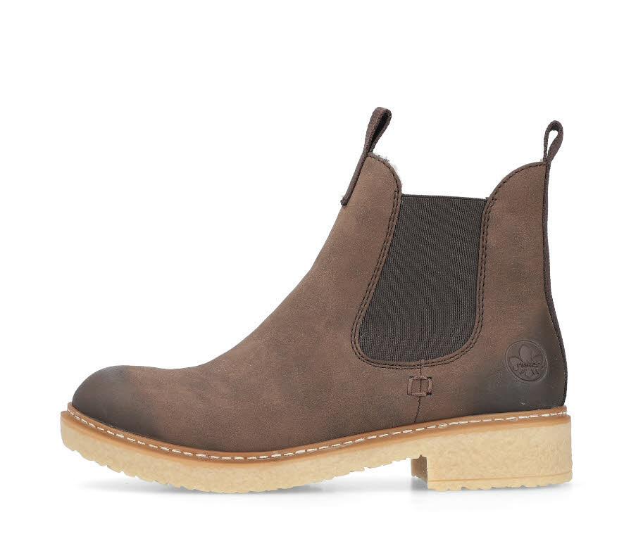Rieker Damen Chelsea Boots Stiefeletten Slipper gefüttert nussbraun