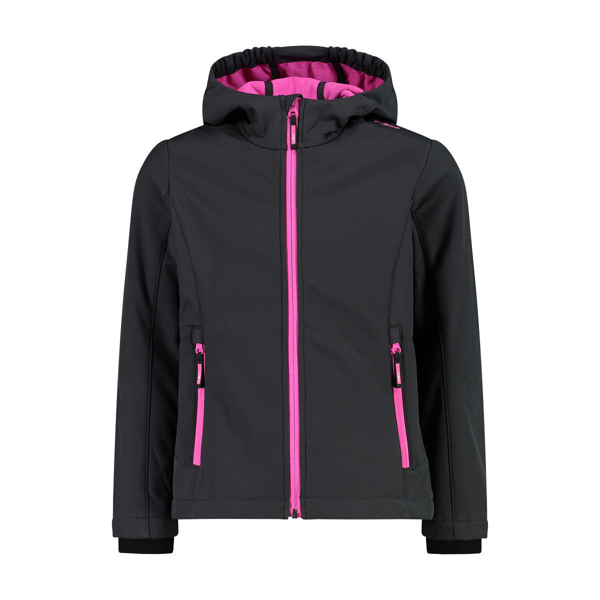 CMP Mädchen Kapuzenjacke Softshelljacke dunkelgrau pink