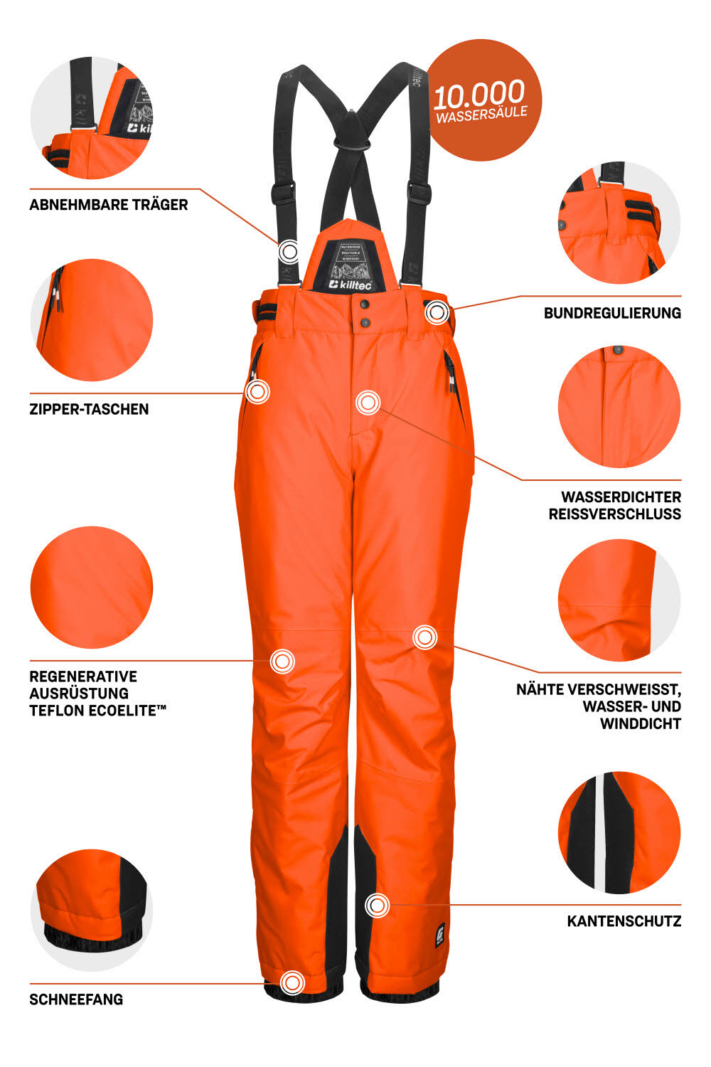 KILLTEC KSW 214 BYS SKI PNTS Jungen Ski-/Snowboardjacke orange