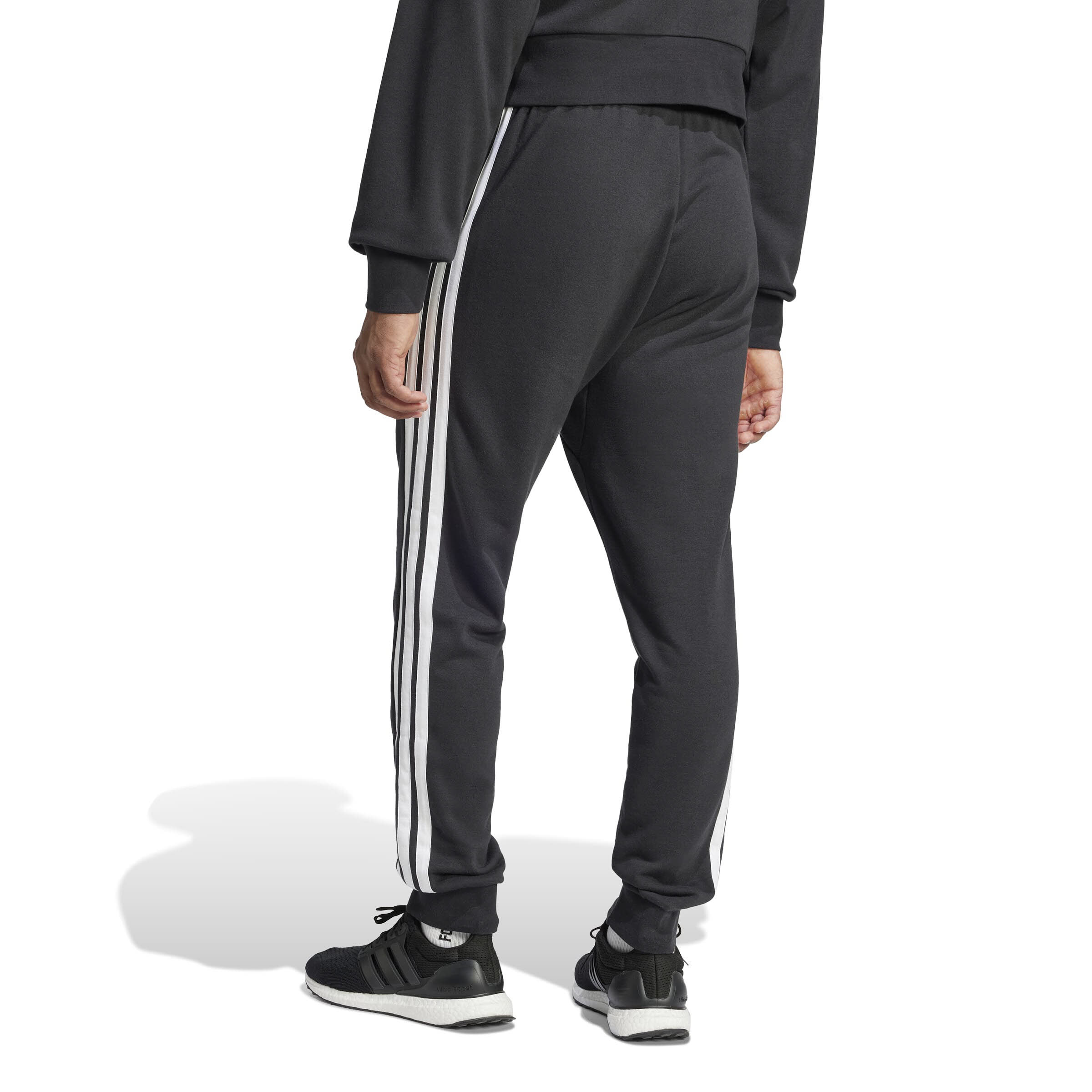 adidas Essentials 3-Streifen French Terry Hose Jogginghose Herren schwarz