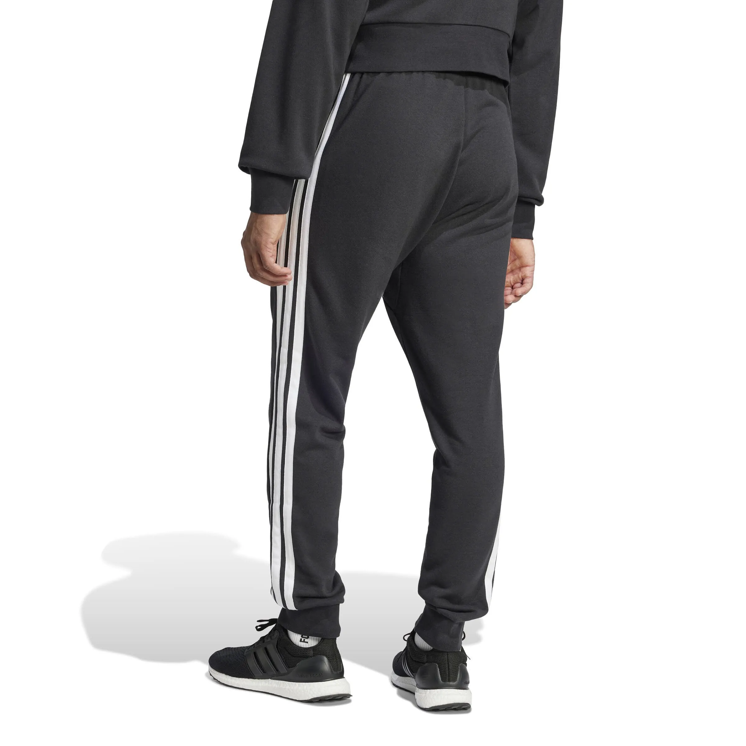 adidas Essentials 3-Streifen French Terry Hose Jogginghose Herren schwarz