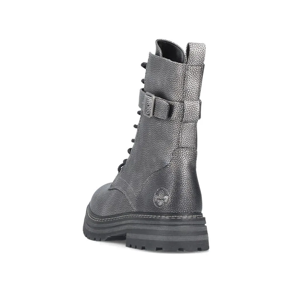 Rieker Biker Boots Damen Kurzstiefel Freizeitstiefel silber