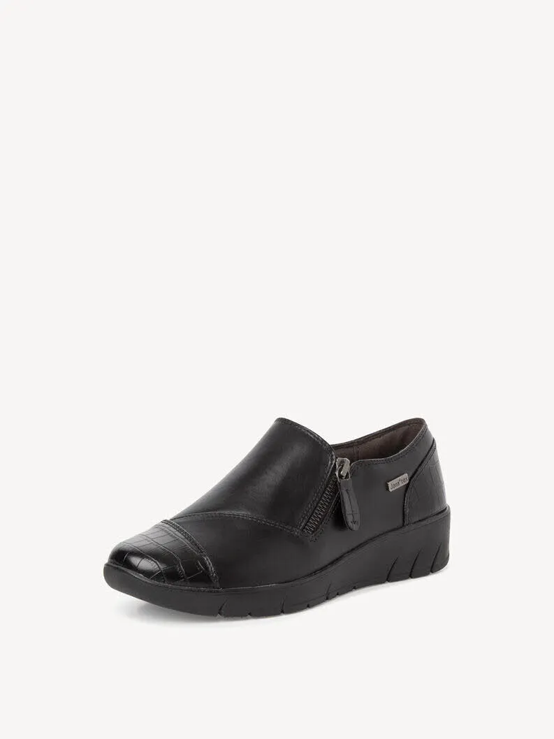 Jana Slipper mit Reißverschluss Komfort Modisch Damen Schwarz NEU