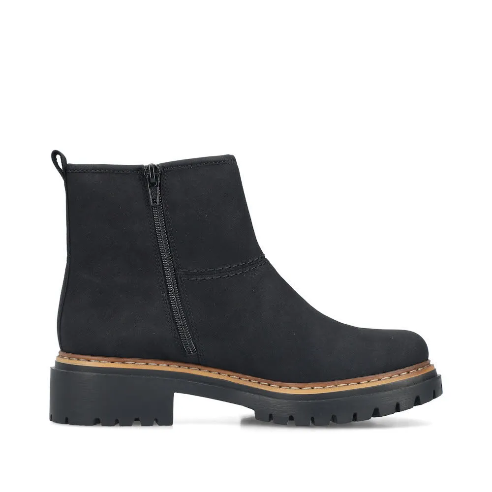 Rieker Kurzstiefel Damen Freizeitstiefel Stiefelette gefüttert schwarz