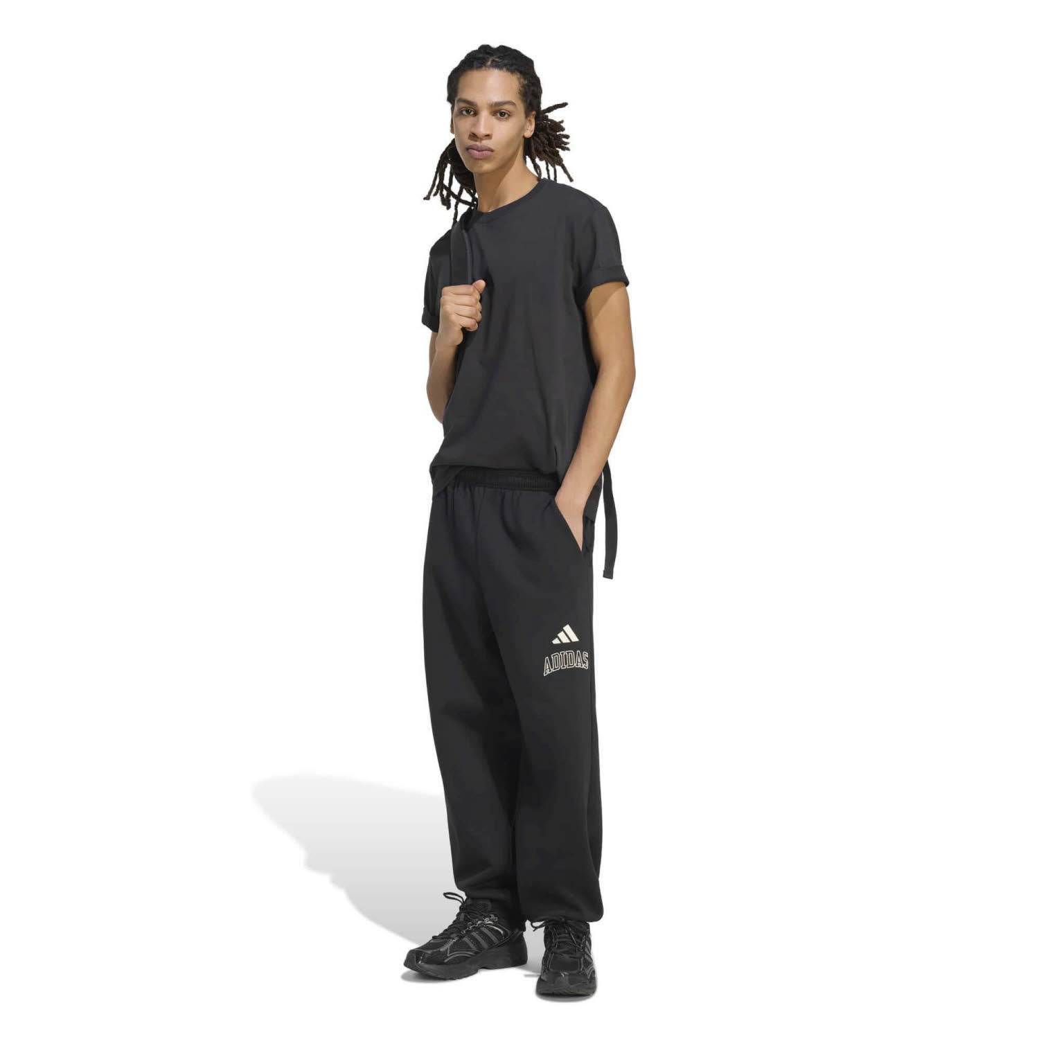 adidas Seasonal Essentials Collegiate Fleece Cuffed Herren Jogginghose Fleecehose schwarz