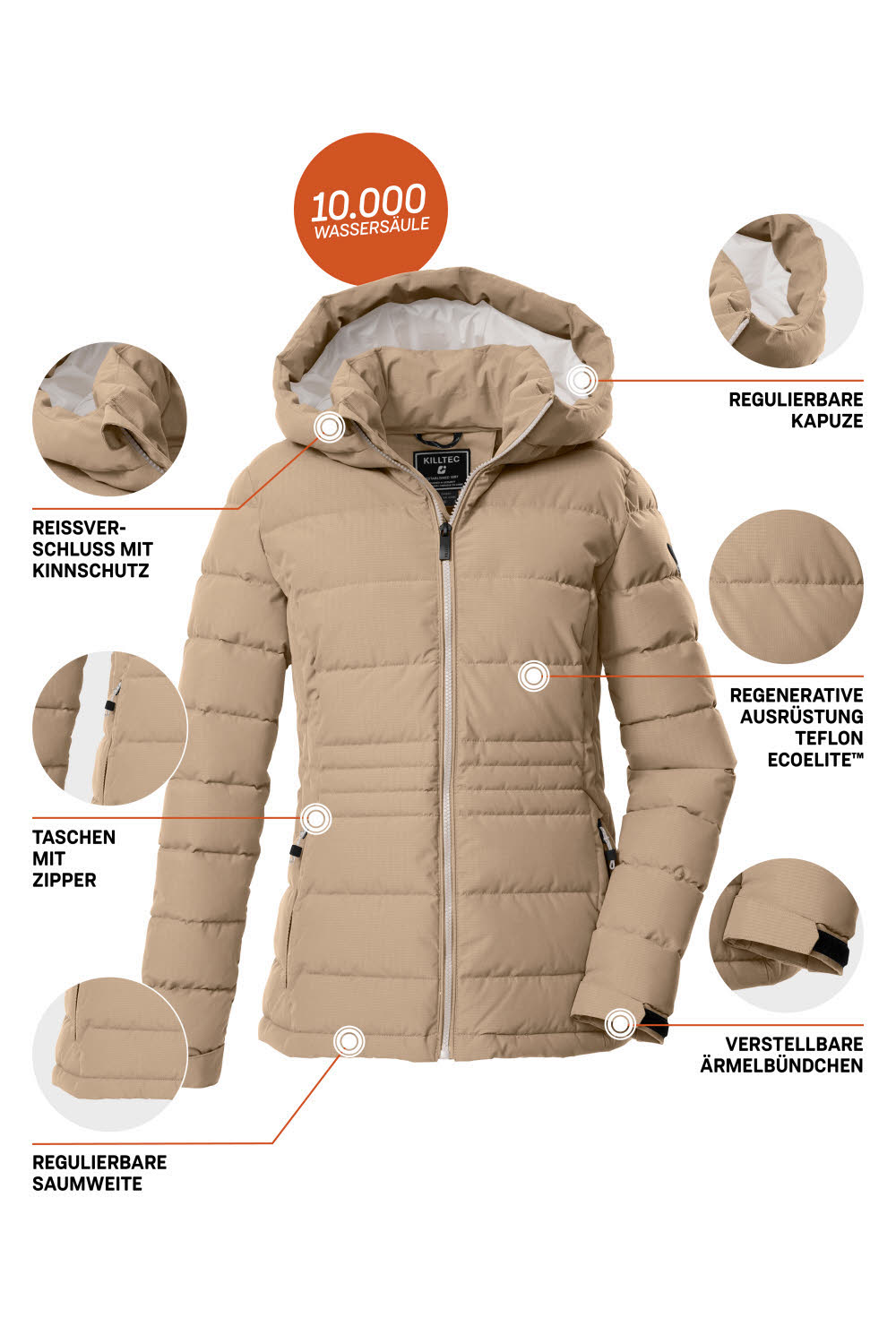 KILLTEC KOW 10 WMN QLTD JCKT Damen Freizeitjacke Damen Steppjacke braun/sand