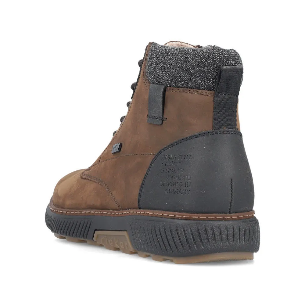 Rieker Herren Schnürstiefel Freizeitstiefel Stiefelette gefüttert braun