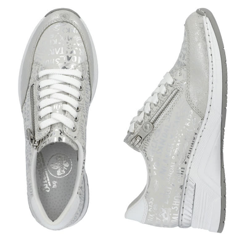Rieker Damen Halbschuhe Sneaker Modeschuhe hellgrau silber