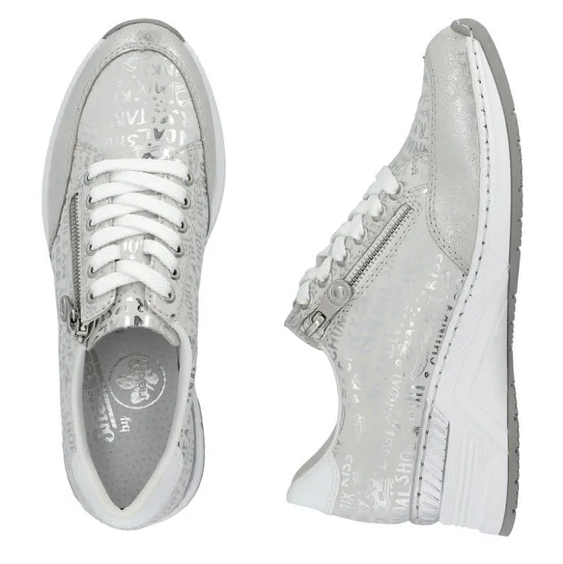 Rieker Damen Halbschuhe Sneaker Modeschuhe hellgrau silber