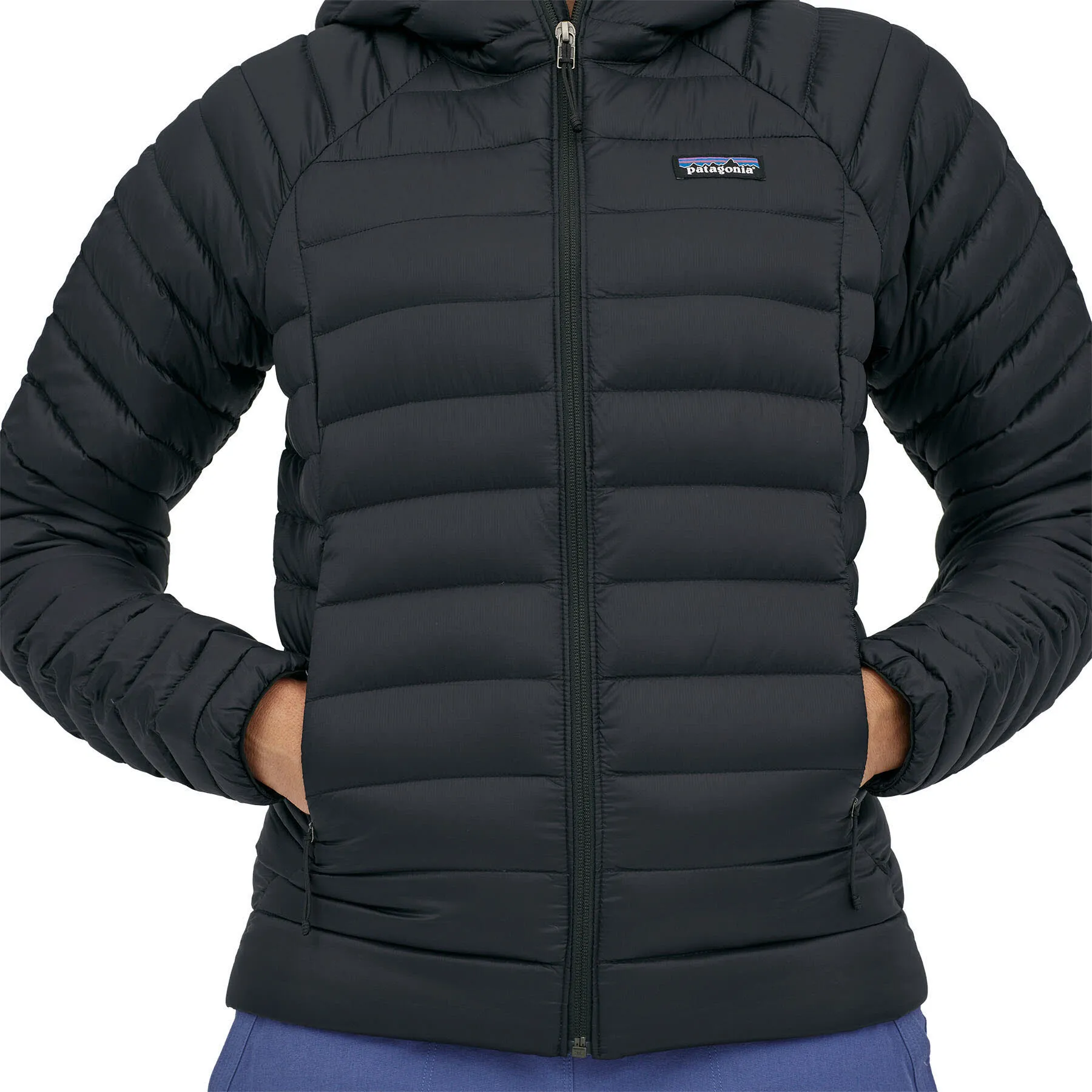 Women Down Sweater Hoody Jacke Damen schwarz