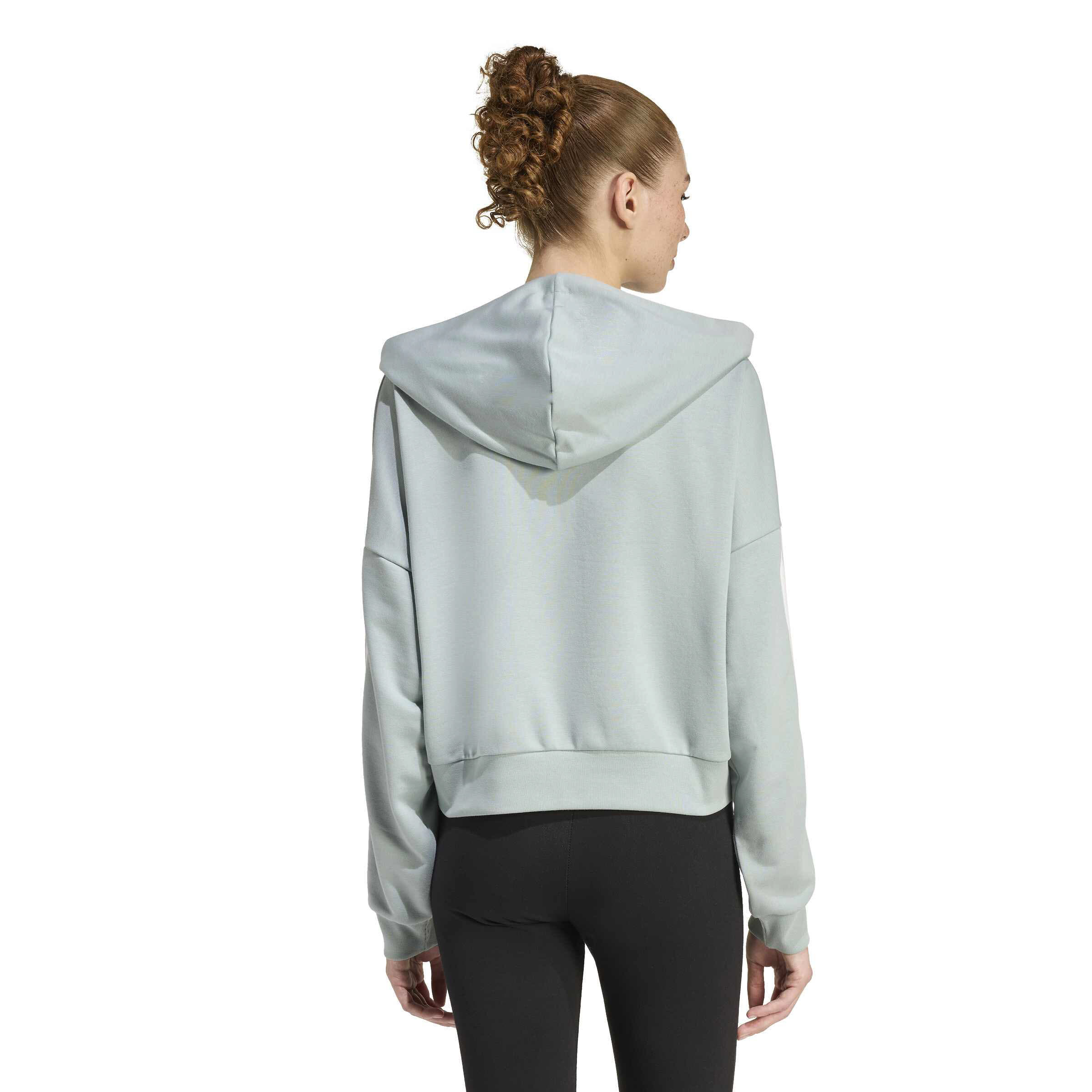 adidas Essentials 3-Stripes French Terry Quarter-Zip Hoodie Damen grün