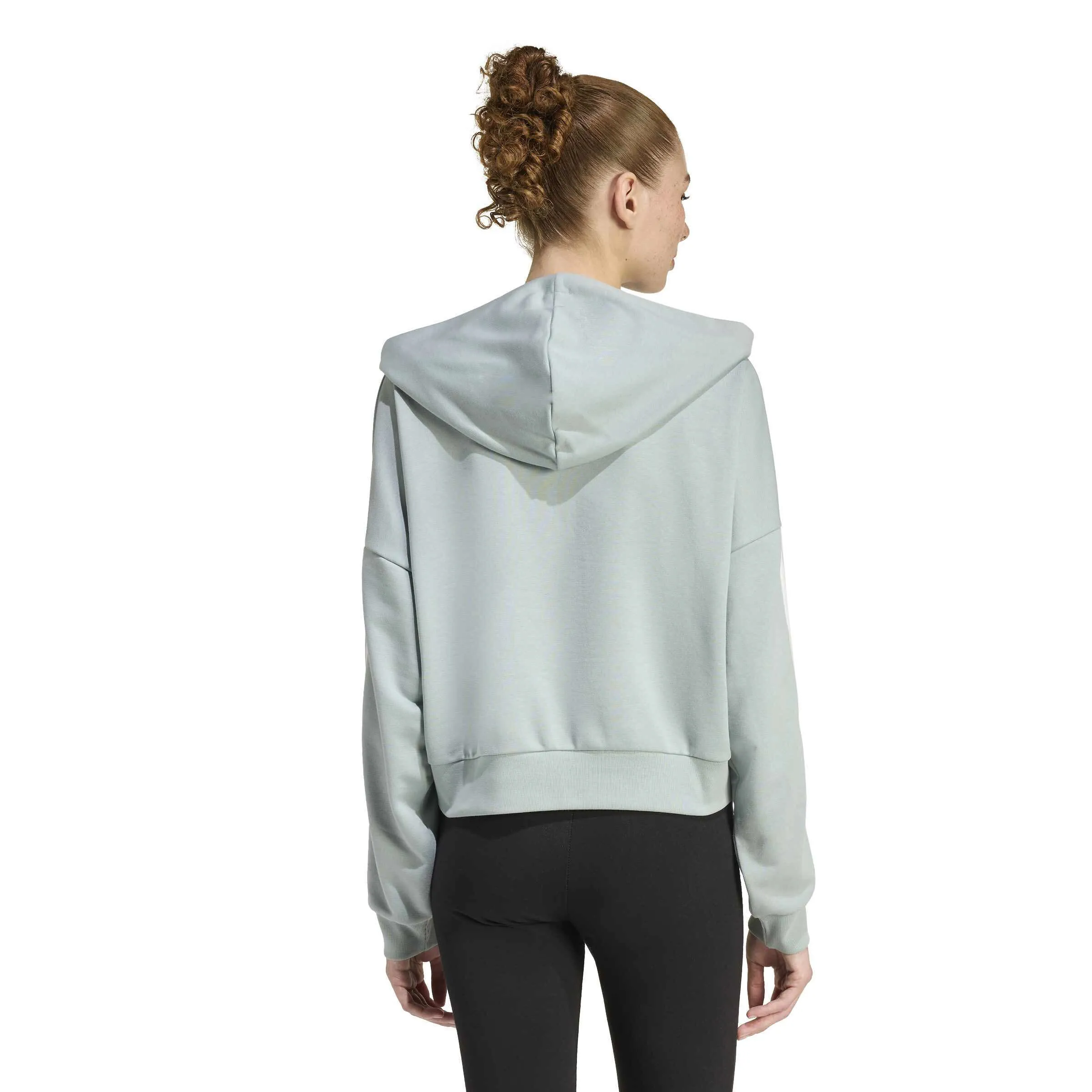 adidas Essentials 3-Stripes French Terry Quarter-Zip Hoodie Damen grün