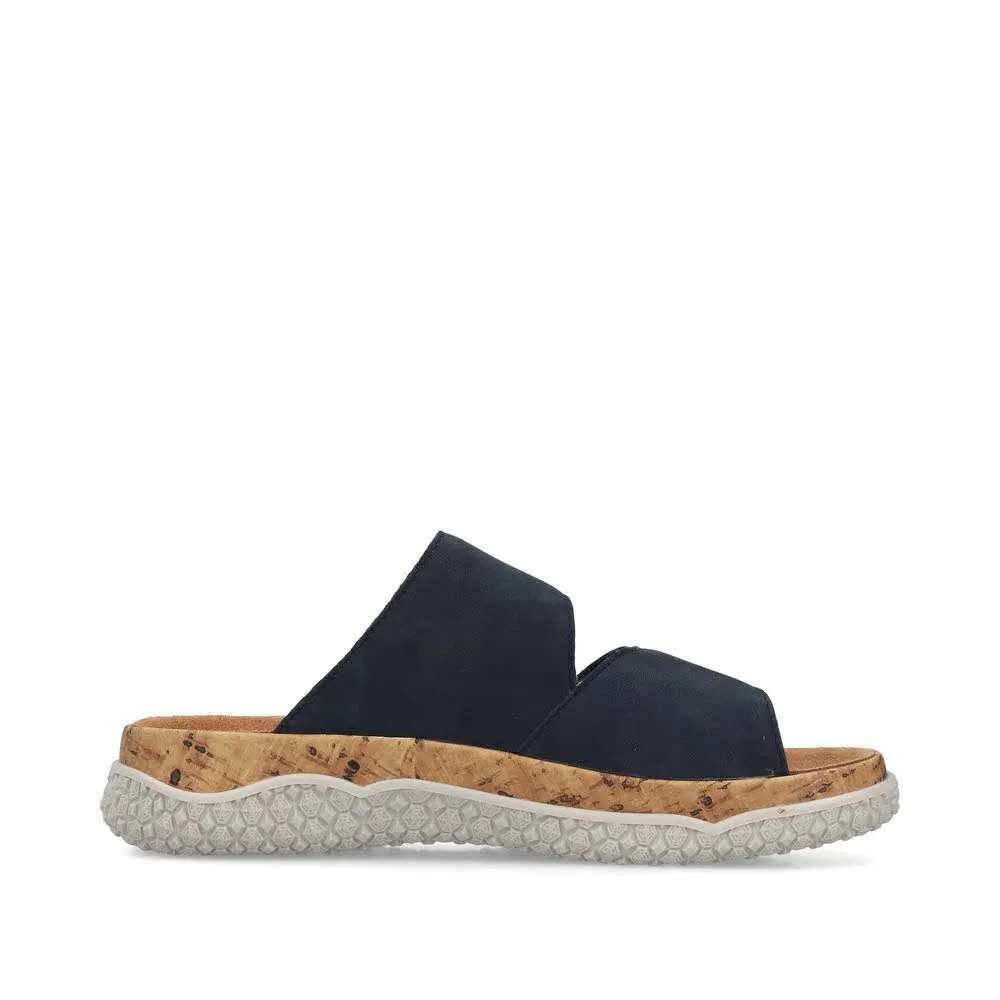 Rieker FSK Damen Pantoletten Hausschuhe Sandalen dunkelblau