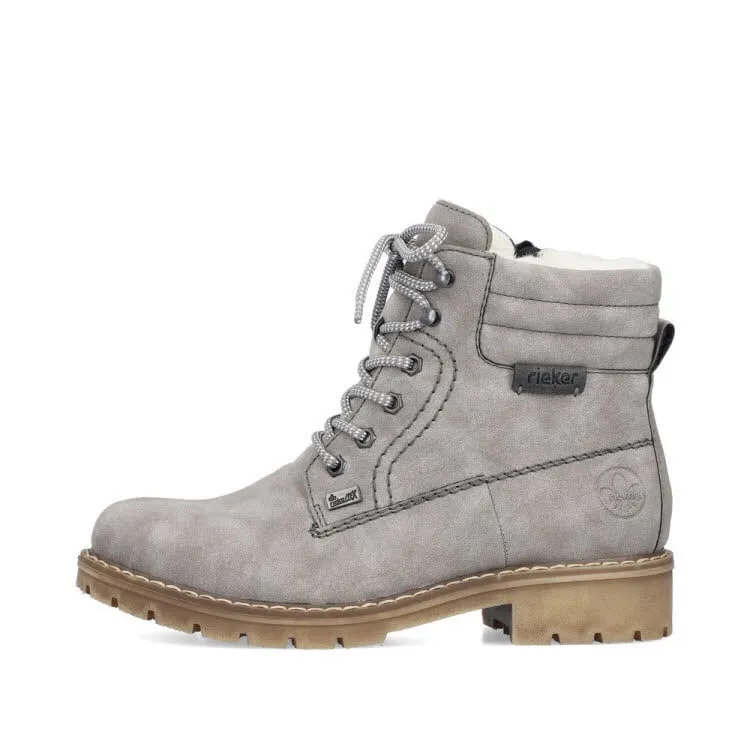 Rieker HWK Stiefel Damen Schnürstiefel Stiefelette grau