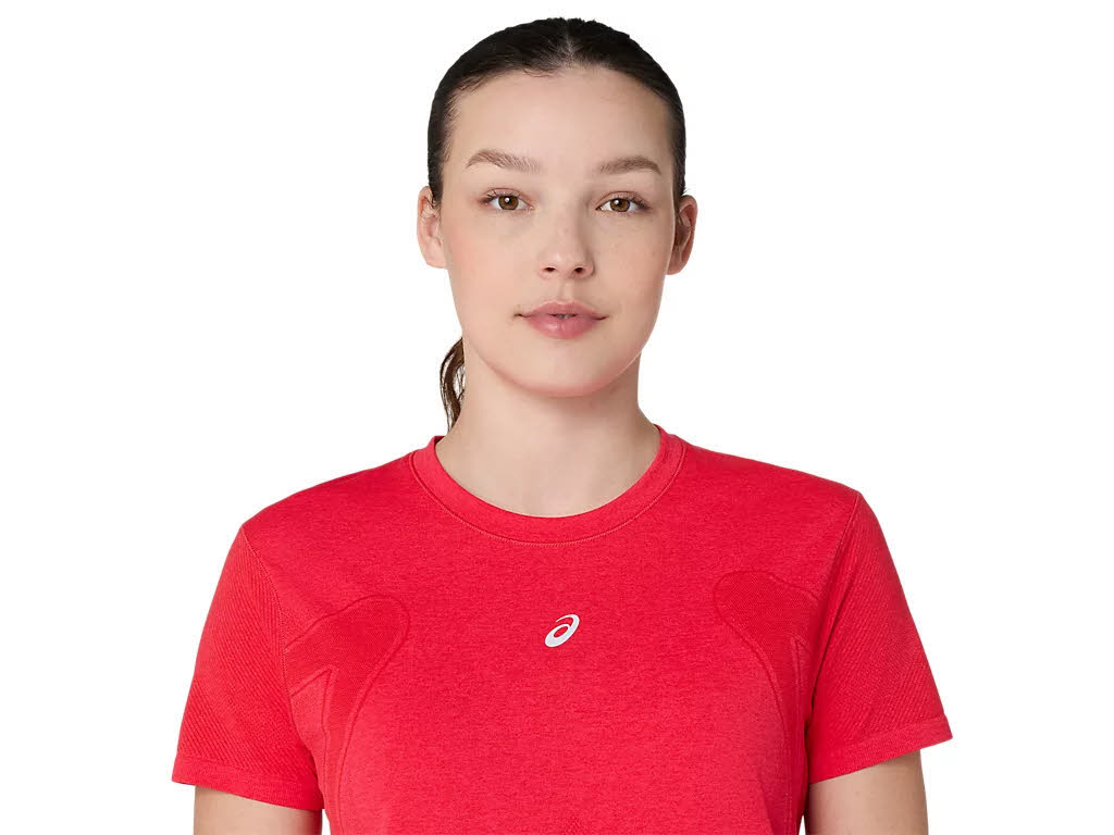Asics ROAD SEAMLESS SS TOP Damen Laufshirt T-Shirt rot