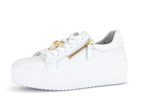 Gabor Damen Schnürschuhe Sneaker Nappa (Bumblebee) weiss gold