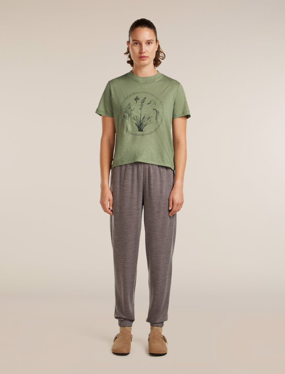 Icebreaker Merino 150 Tech Lite SS Crop Tee Seed Story Damen T-Shirt Funktionsshirt grün