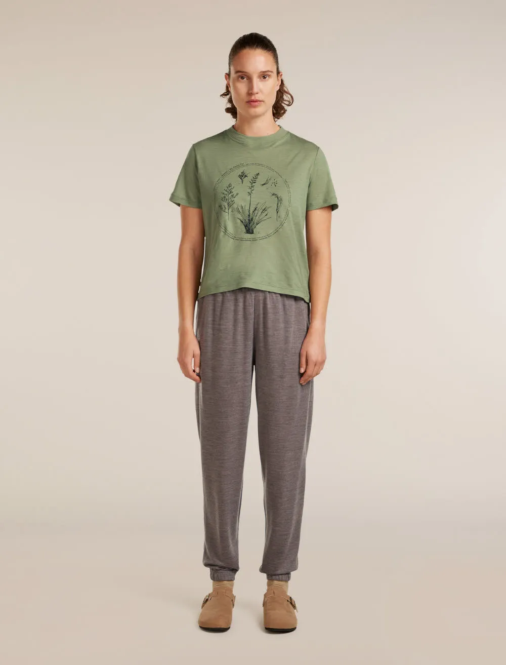 Icebreaker Merino 150 Tech Lite SS Crop Tee Seed Story Damen T-Shirt Funktionsshirt grün