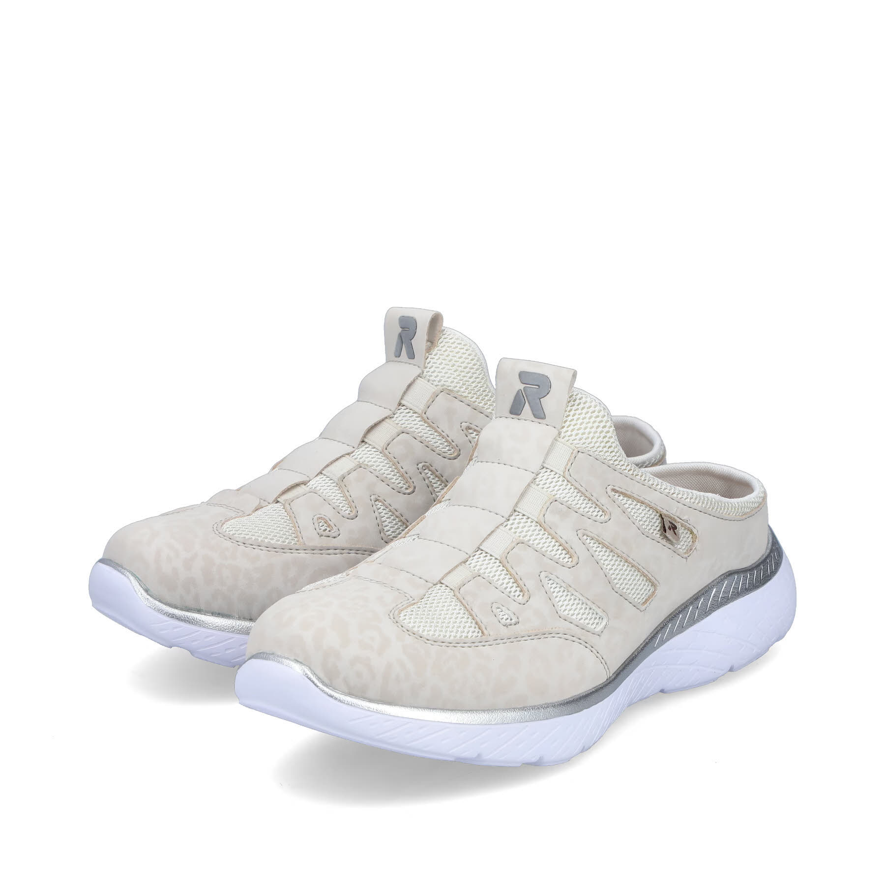 Rieker FSK Damen Halbschuhe Clogs Slipper beige/offwhite