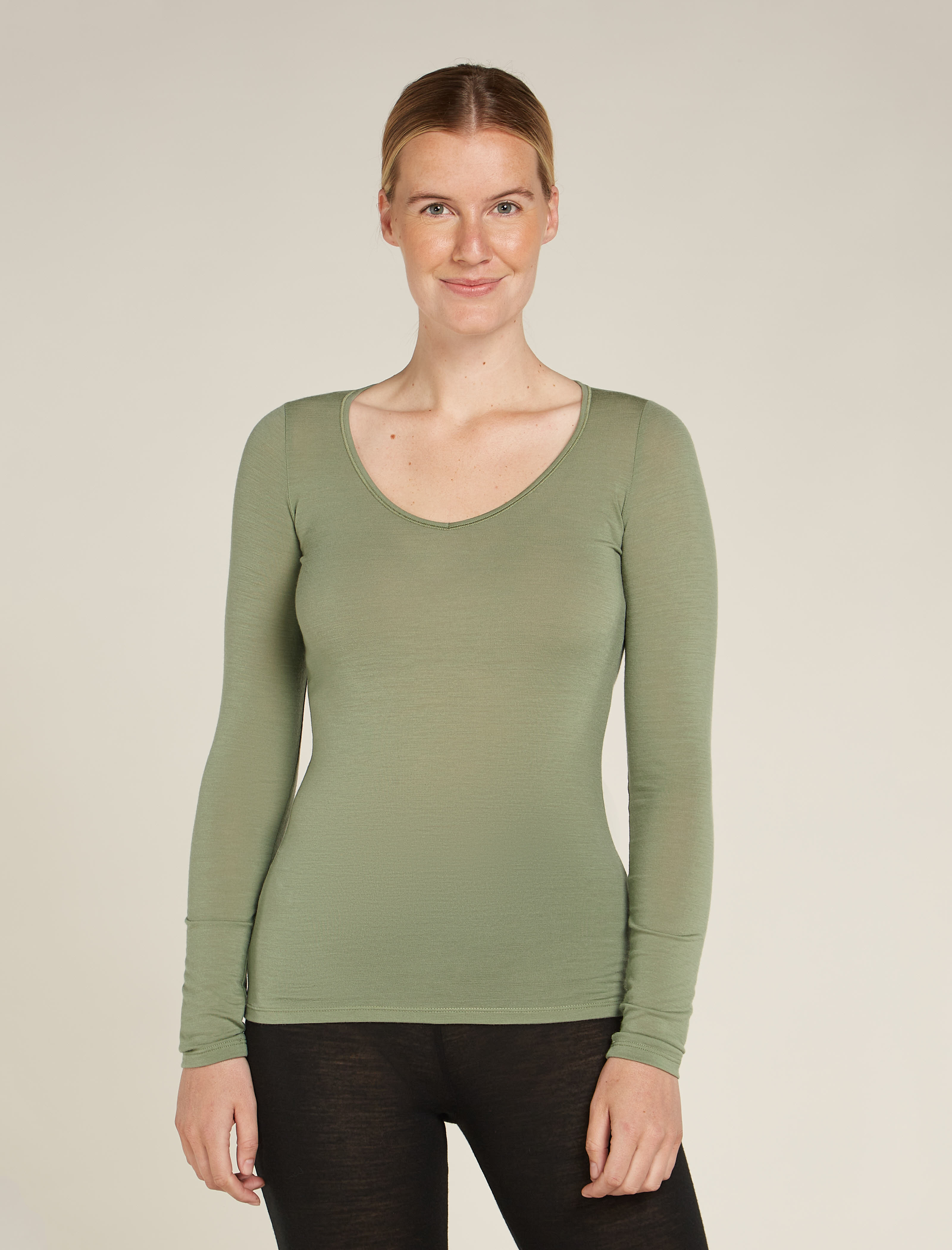 Icebreaker Siren LS Sweetheart Damen Langarmshirt grün