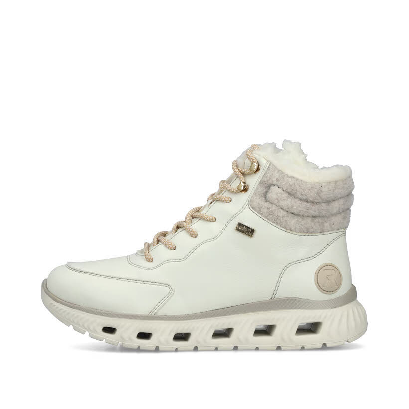 Rieker Damen Schnürstiefel Freizeitstiefel gefüttert weiß
