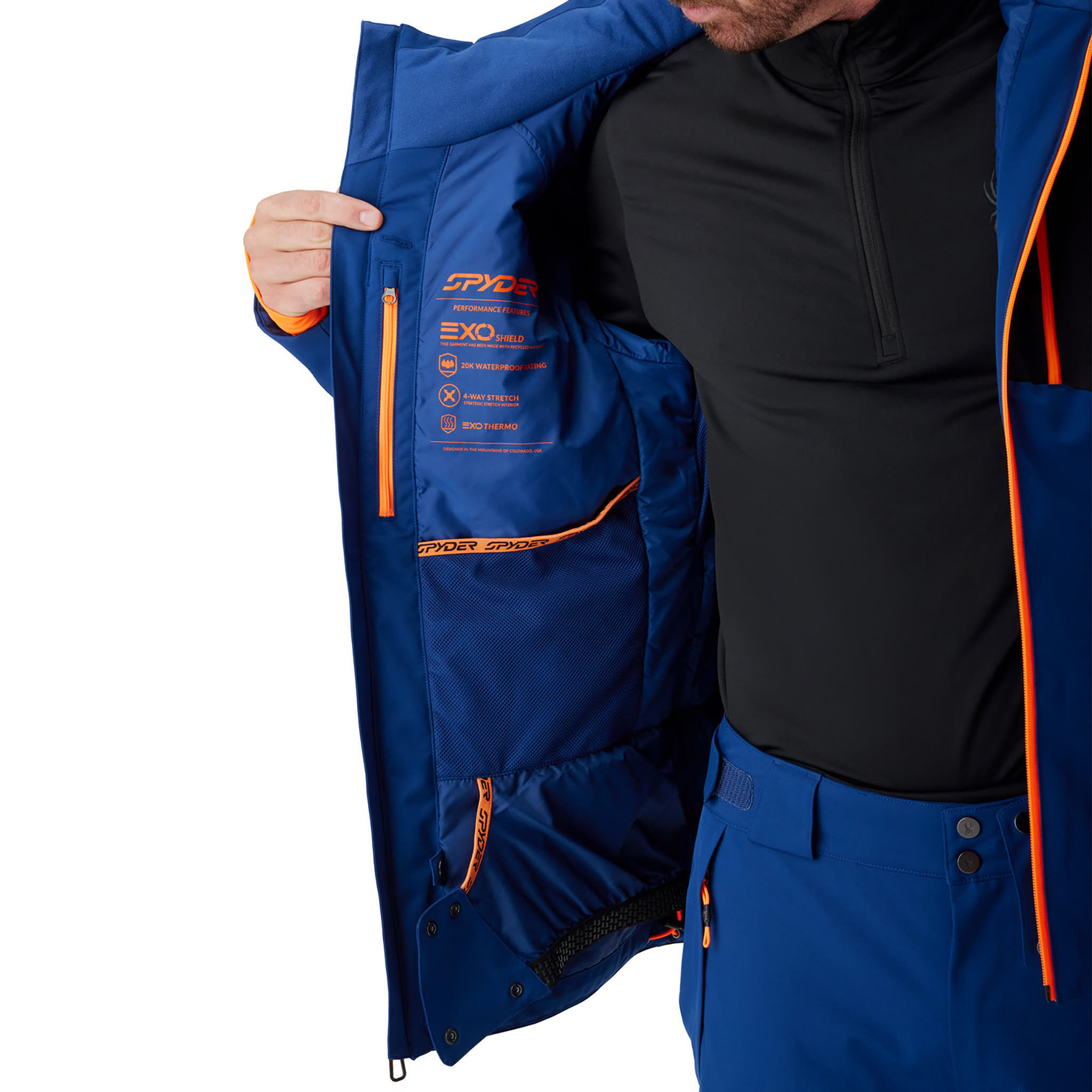 Spyder RIVAL JACKET Skijacke Herren blau/orange