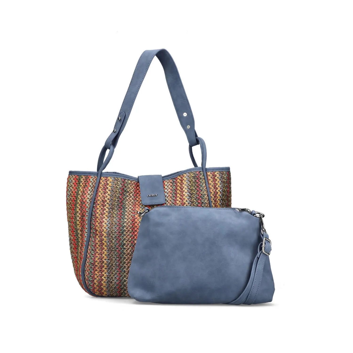 Rieker Damen Shopper Umhängetasche Strandtasche bunt
