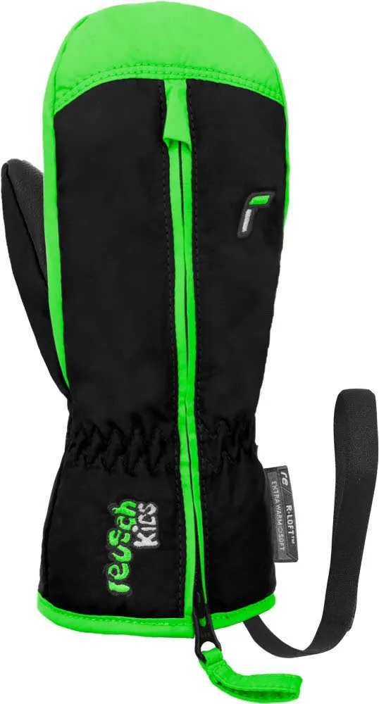 Reusch Ben Mitten Kinder Skihandschuhe Fäustlinge schwarz/grün