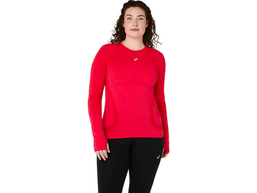 Asics ROAD SEAMLESS LS TOP Damen Laufoberteil Langarmshirt rot