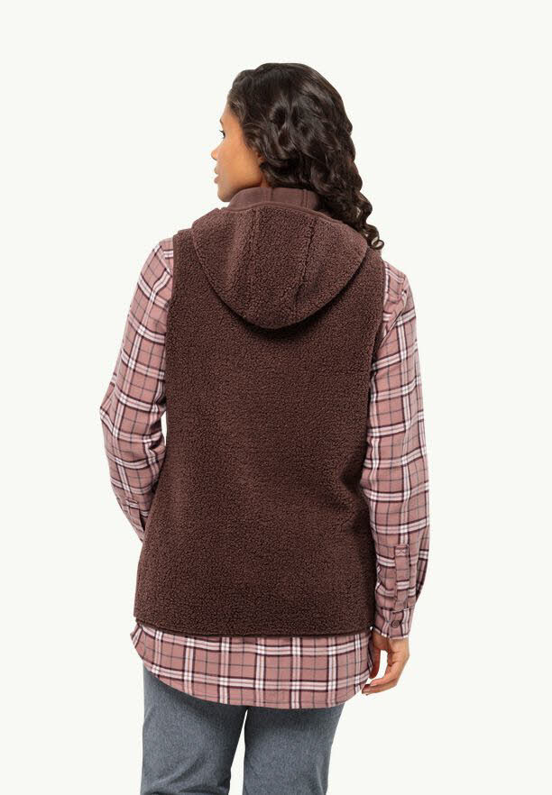 Jack Wolfskin High Curl Long Vest W Fleeceweste Damen dunkelbraun