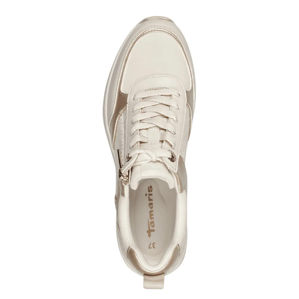 Tamaris Damen Schnürer Sneaker beige