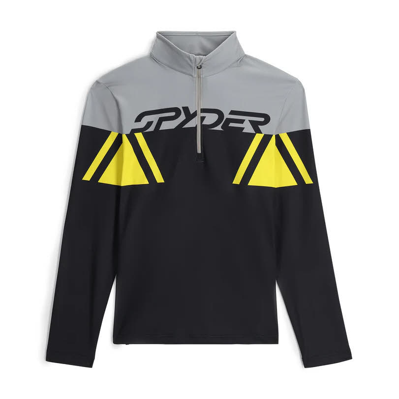 Spyder Herren Podium Half Zip Skirolli Fleecepullover gelb schwarz grau