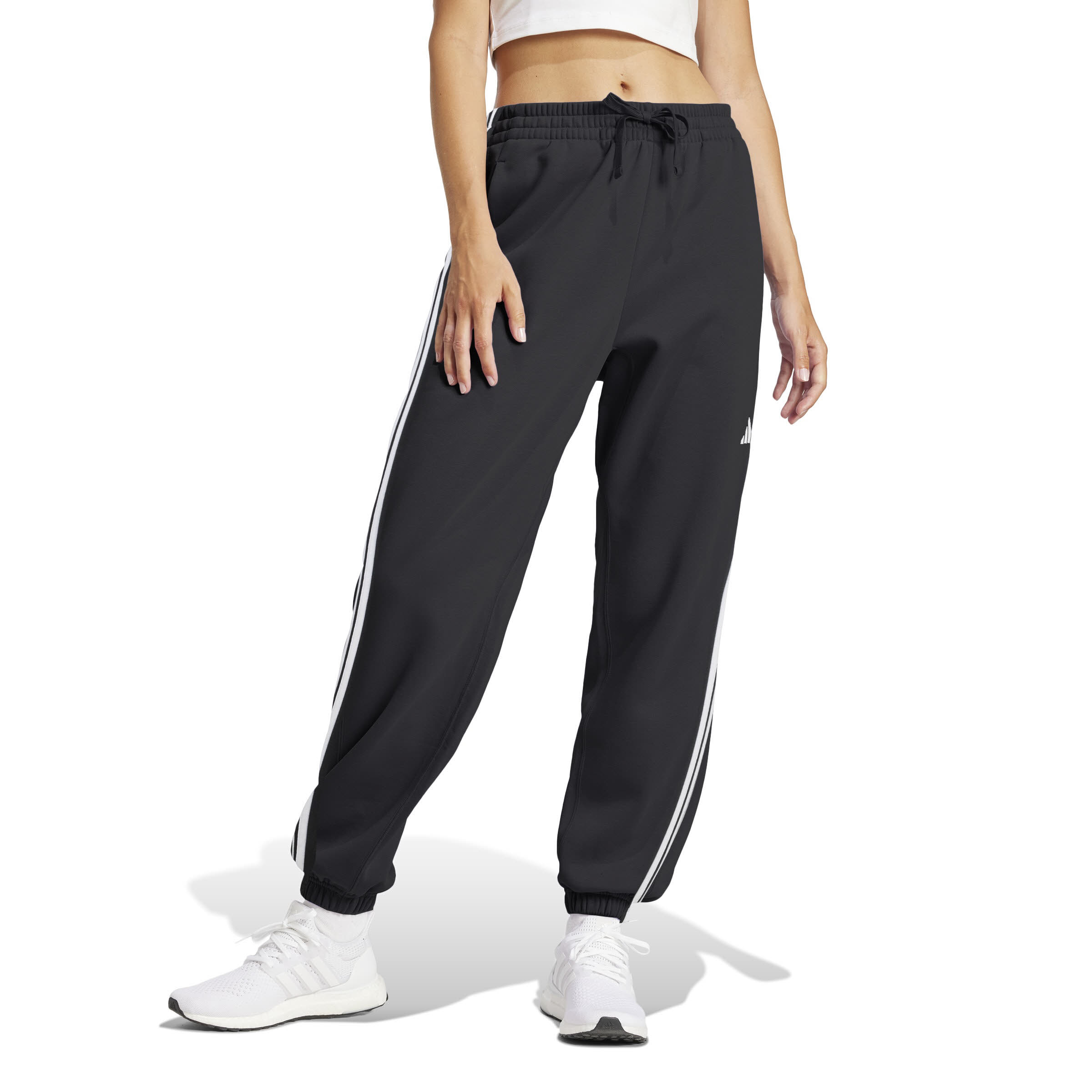 adidas Essentials 3-Streifen Terry Cuffed Hose Sweathose Damen schwarz