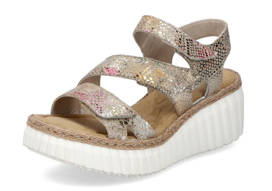 Rieker Damen Sandalette Keilsandalette multi-bronzemetallic