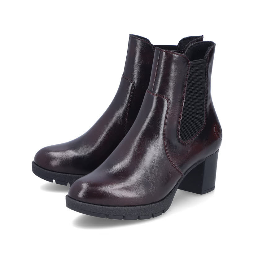 Rieker Stiefeletten Damen Freizeitstiefel Kurzstiefel schwarz-rot