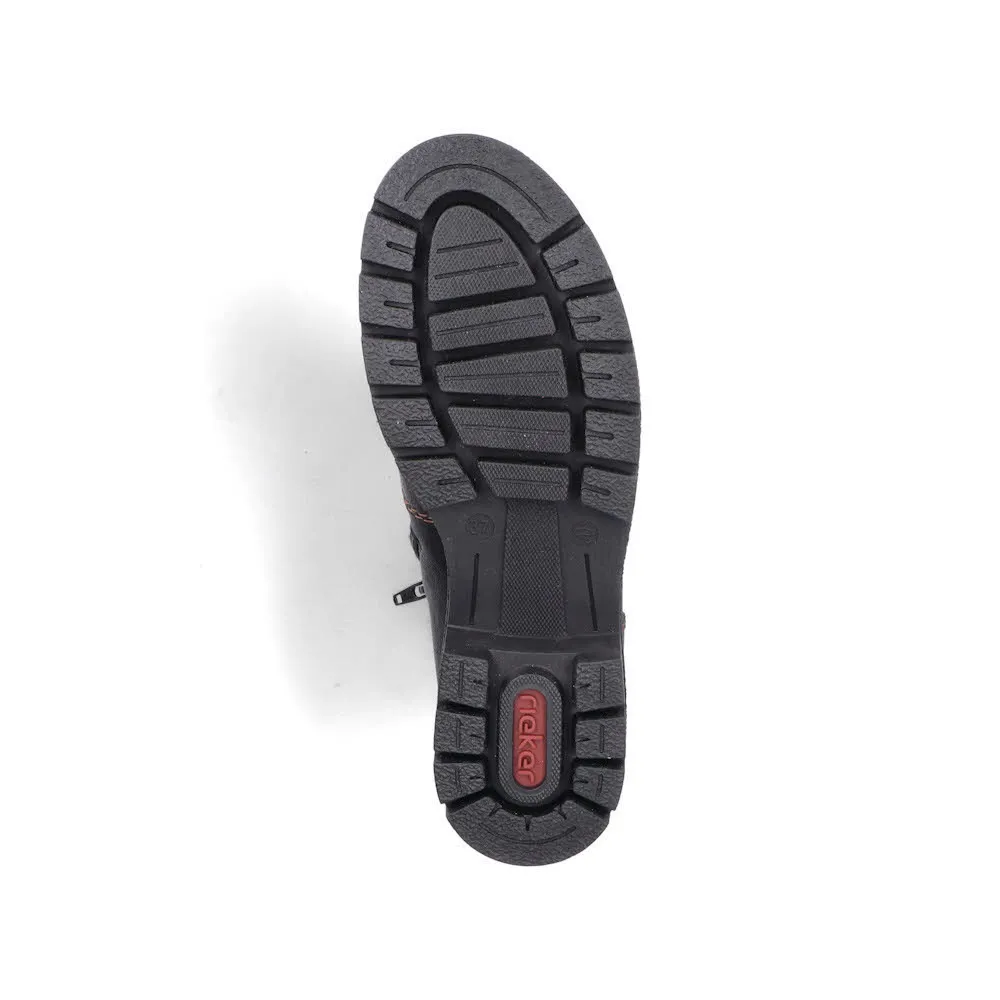 Rieker Damen Schnürstiefel Freizeitstiefel Stiefelette gefüttert schwarz
